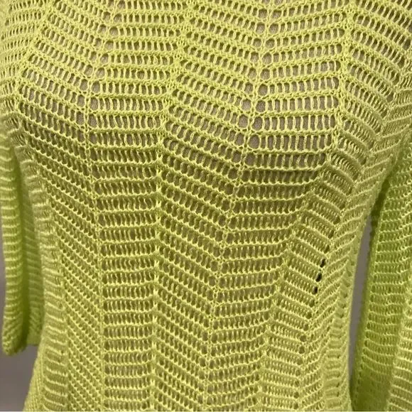 Chico’s lime color open knit sweater - Picture 8 of 12